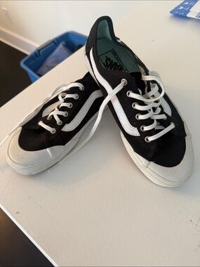 Vans Black and White Low-Top Skate Shoes